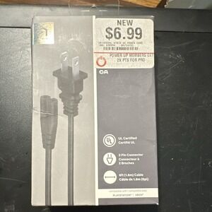 Atrix Black AC Power Cord 6ft UL Certified 2-Prong to 2-Pin PS1/Xbox